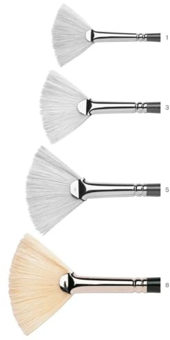 Winsor & Newton - Pinceles Winton para óleo o acrílico, Pelo de cerda, Mango Largo, Color Blanco, Abanico N 8 (5977708)