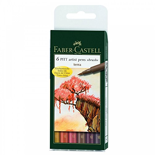Faber-Castell FC167106 167106 - Tuschestift Pitt artist pen brush -Terra- 6er Packung