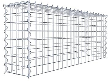 Panier de pierre gabion carré, Largeur de maille 5 x 5 cm, profondeur : 20 cm, la culture Panier type 3, spirale Fermeture, galvanisé 100 x 40 x 20 cm