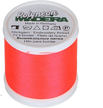 Madeira 9845–1907 2-lagiges Polyneon-Polyester-Stickgarn, 40 wt/135d 440 yd, Neon Flame