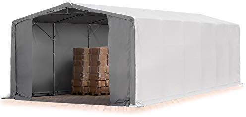 Tendostruttura 8x12m Tendone Deposito altezza laterale 4m telo in PVC PRIMEtex 2300 N impermeabile grigio