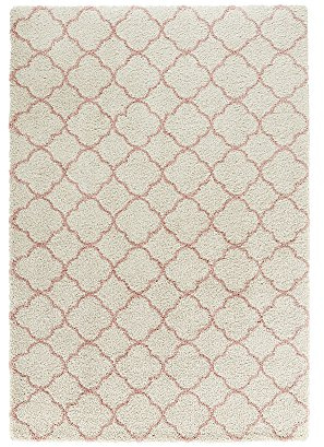 Mint Rugs Luna Shaggy Flokati Tapis à Poils Longs Doux et Moelleux Motif géométrique pour Salon, Cuisine, Couloir ou Chambre à Coucher 160 x 230 cm Polypropylène Crème Rose