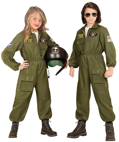 W WIDMANN MILANO Party Fashion - Costume bambino pilota jet da combattimento, tuta, pilota, uniforme, costume, carnevale