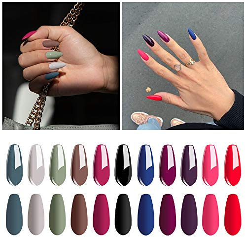 Vishine UV Nagellack Nude Grau Rose Rot Gel Nagellack Set Pastel Farben Gellack für Gelnägel 12 * 8ml