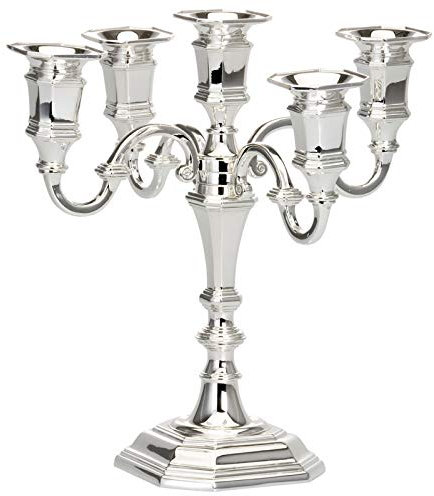 versilberter Kerzenleuchter 27 cm - großer 3 Armiger Kerzenhalter für Stabkerzen - dekorativer silberner 3-flammiger Kerzenständer ideal als Tischdeko und zu besonderen Anlässen