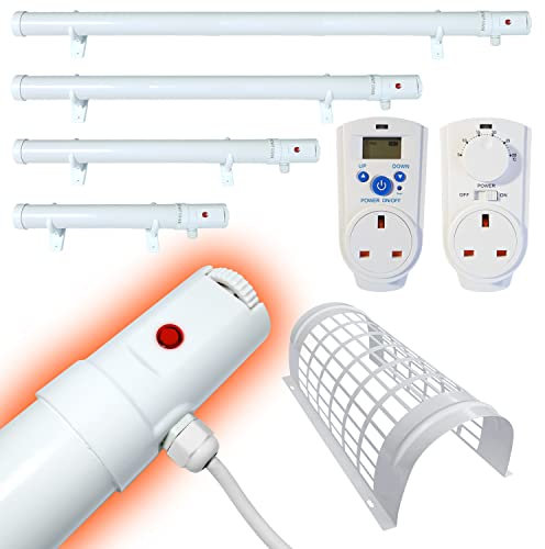Elixir Gardens Low Energy TH01B Tubular/Tube Heater | Greenhouse/Garage/Shed Frost Protection | 1ft, 2ft, 3ft, 4ft Sizes with Optional Guard & Thermostat | 30cm + Guard
