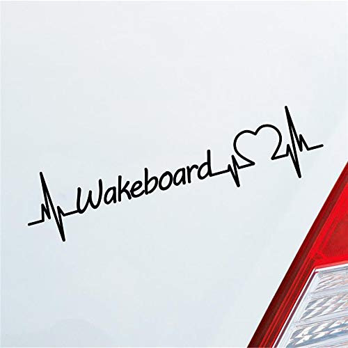 Hellweg Druckerei Auto Aufkleber Wakeboard Herzschlag Wassersport Brett Sport Liebe Sticker Heckscheibenaufkleber