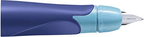 STABILO - Linkshänder-Griffstück für ergonomischen Schulfüller mit Standard-Feder M - EASYbirdy in mitternachtsblau/azur