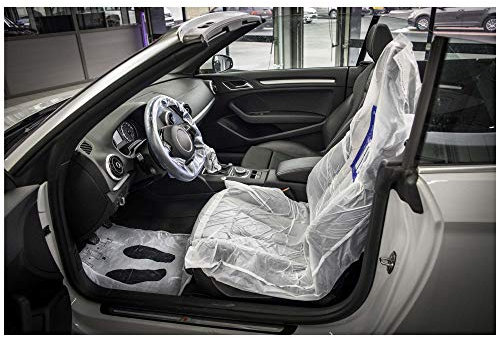 Auto Sitzbezüge Werkstatt Set Integral 5in1 Horn & Bauer weiß Spenderbox Rolle 200 Stück Schonbezug mit Lenkradschutz