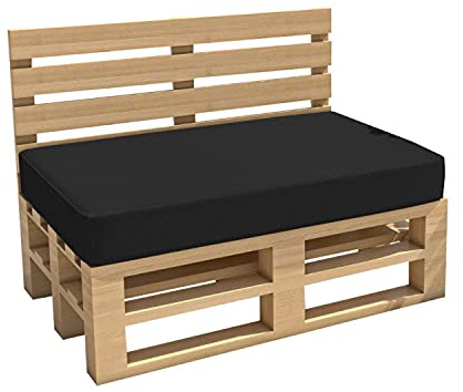 chilly pilley Cuscino Impermeabile Per Mobili In Pallet Cuscino Da Giardino Cuscino Per Interno Esterno Lavabile Sfoderabile Cuscino Del Sedile (Cuscino Del Sedile 120x60x15, Nero)