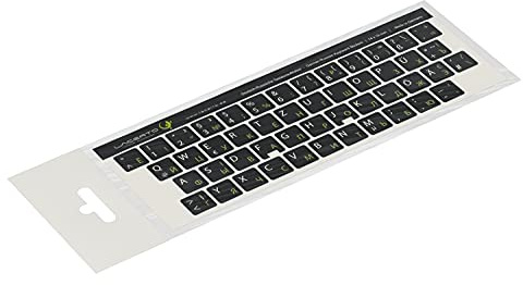 Lacerto® | 14x14mm Russisch-Deutsche Aufkleber für PC/Laptop & Notebook Tastaturen mit mattem kratzfestem Laminat | Farbe: Hellgrün-Schwarz (Nicht transparent)