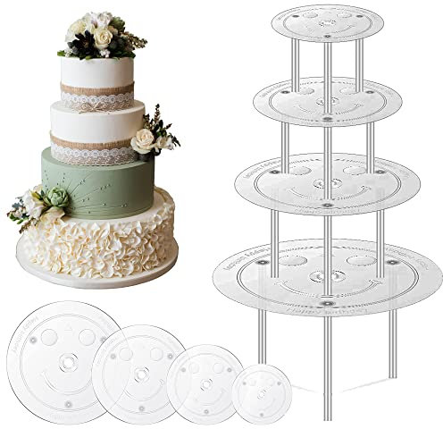 YushengTai Soporte Para Tartas Reutilizable, Apilar Tartas, Plástico Soporte Para Tartas, Bandeja De Tartas para pasteles en capas, reutilizables, ecológicas (9/12/16/20cm)