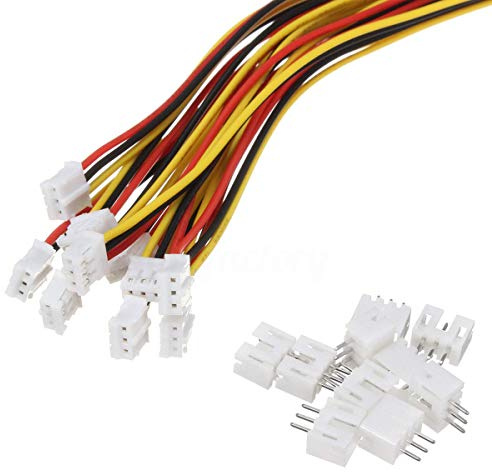 Mini-Micro-JST-Stecker, 2,0 mm, PH, 3-polig, Stecker mit 150 mm Kabel und Buchse, 20 Sets