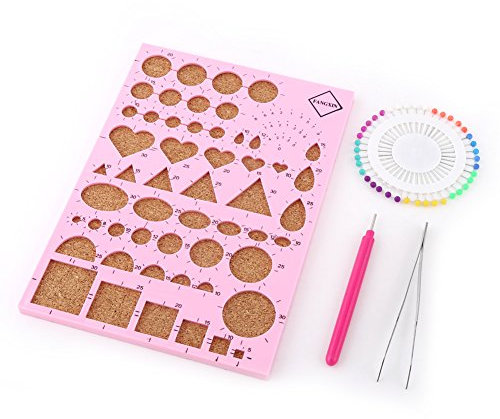 Miskall Papier Quilling, 4 Farben DIY Papierhandwerk Schablonenbrett + Pinzette + Stecknadeln + Schlitzstift Quilling Tools Kit Neu für DIY Papierhandwerk(Rosa)