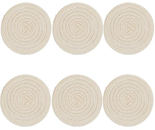 SCF2017 Lot de 6 dessous de verre ronds en fil de coton tissé pour dessous de verre 11 cm (beige)