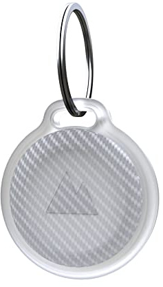 elkson Air Tag Holder for Apple AirTag, Keychain AirTags Case with Stainless Steel Key Ring, Protective Airtag Holder Case Cover,Backpacks, R Series, Translucent