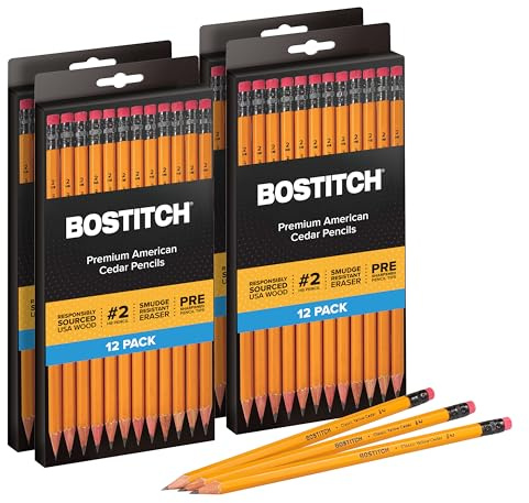 Bostitch Office Premium #2 Pencils, American Cedar Wood, Pre-Sharpened, HB Graphite, 48-Pack