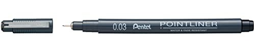 Pentel S20P Pointliner Fibre Tip Pen, Fineliner, 0.03mm Tip, Black ink (Single Pen)