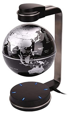 HRTC globus Neuester Globus Magnetic Levitation Floating World Map Globe, Bestes Geschäftsgeschenk, Silber-schwarz-Dekoration World Globe Praktisches Lehrbuch
