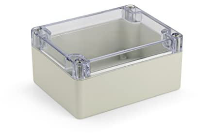 Blanko Modulgehäuse, Universal-Gehäuse aus ABS-Kunststoff mit transparentem Deckel, Mehrzweckghäuse mit Montagepunkten für Leiterplatten, IP 65 Schutzklasse, LxBxH 115x90x55 mm, Lichtgrau