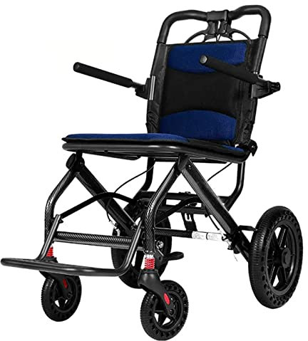 Rollstuhl Faltbar Leicht Transportrollstuhl, Aluminium Reiserollstuhl, Rollstühle mit Bremse, Kleiner Rollstuhl für die Wohnung und Unterwegs, Ultraleicht,30cm hinterrad