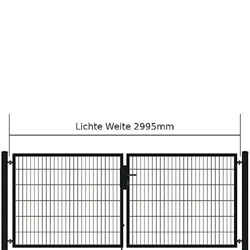 auf-mass24 Zaunanlage inkl 3,00m breite Toranlage Set mit Doppelstabmattenzaun Zauntor Einfahrtstor Zaun Tor Anthrazit (40, 1.83)