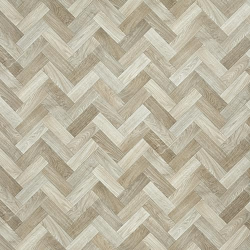 Herringbone Vinyl Flooring Victorian Patterned Wood Effect Cushioned Lino Flooring Roll For Bathrooms Kitchens Conservatories Non Slip Water Resistant (Warfield Small Herringbone, 2m x 2m)