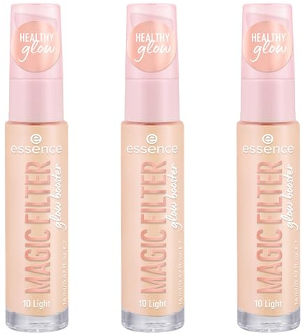 essence MAGIC FILTER glow booster, Basis, Nr. 10, Nude, pflegend, Färbeeffekt, weichzeichnend, natürlich, strahlend, vegan, ohne Parfüm, ohne Alkohol, ohne Parabene, 3er Pack (3x14ml)