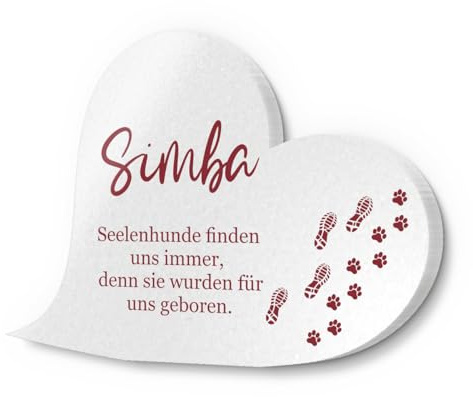 CHRISCK design Hochwertiger Marmor Grabstein für Hund & Katze in Herz Form - personalisierte Gedenktafel - persönliches Andenken an verstorbenes Tier - edler Gedenkstein ab 13x10 cm