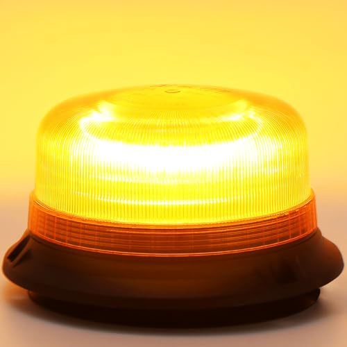 ETUKER 12V 24V Gyrophare Magnétique LED Orange 3Flashs Lumineux led orang clignotant Ramp Gyrophare Stroboscopique vehicule Agricole Voiture