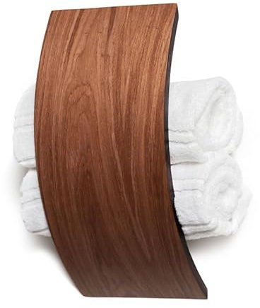 Gerollter Handtuchhalter zur Wandmontage, vertikales Holzregal, Walnussholz-Handtuchaufbewahrung, Wandhalterung, schwimmendes Regal, Badezimmer-Organisation, rustikales Design (Eiche)