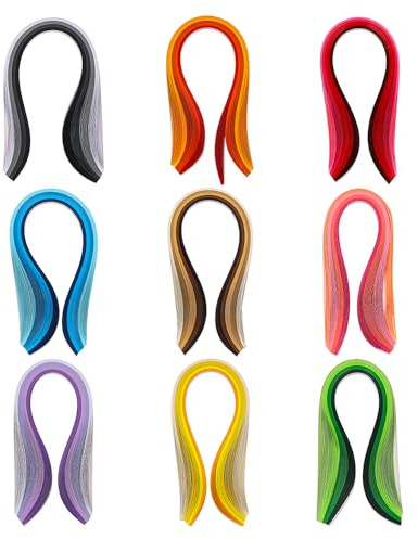 CENPEK Set di Carta per Quilling da 9 Colori e 900 Strisce, Lunghezza 39 cm Larghezza 3 mm, Strumento con Fessura per Quilling per lavoretti con la Carta, Carte per Quilling artistici
