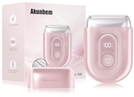 Akunbem Rasoi elettrici da donna, mini rasoio elettrico per bikini da donna, rasoio elettrico per peli pubici, gambe, braccia e corpo, dispositivo di depilazione elettrico indolore, senza fili, uso