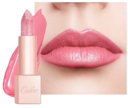 OULAC Rouge a Levre Hydratant, Rouge à Lèvres Rose Scintillant et Baume à Lèvres Pour Lèvres Sèches, Super Crémeux, Léger & Agréable Pour La Peau, Vegen (10) Pink Moon