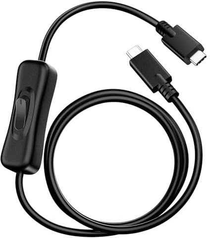 RIITOP USB Typ-C On Off Schalter Kabel 1M 10Gbps, USB 3.1 C zu C Kabel mit Schalter Unterstützung Video/Daten und 20V/3A PD Schnellladung