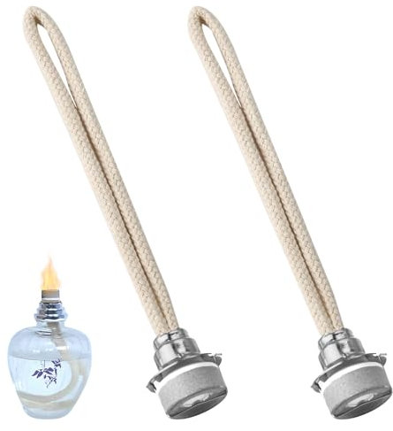 WFPPSK 2 Stoppino Lampada Catalitica, Stoppino per Lampada ad Olio Sostituzione di Fragranza 18mm Sicuro Durevole Profumato per Aromaterapia Diffusore Catalitico Bruciatore (Argento)