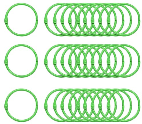 QUARKZMAN 50pz Anelli Raccoglitore 1.5 Pollici Anelli Raccoglitore Fogli Mobili Anelli Libro Colorati Anelli Fogli Mobili per Schede Indice Portachiavi Anelli Quaderno per Casa, Verde