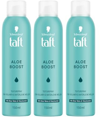 TAFT Texturspray Aloe Boost (3x 150 ml), Styling Spray für Volumen & natürliche Wellen, Volumenspray mit Aloe Vera & Niacinamid sorgt für mühelose Undone Looks