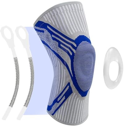 Knee Support for Men/Women, Anti Slip Knee Brace Compression Sleeve with Patella Gel Pads & Side Stabilizers for Arthritis,Knee Pain,Meniscus Tear,ACL,Running,Sports,Joint Pain Relief (Blue, L)