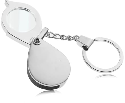 Lente d'ingrandimento portatile 30x, con portachiavi, mini lente di ingrandimento pieghevole per leggere monete da viaggio, diametro 25 mm