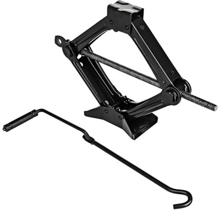 M.J COMFY-LIFE Scissor Jack Heavy Duty Car Jack Kit 85-380MM Steel Jack with Labor Saving Handle Portable Jack Tyre Repair Tool For Car SUV Van Black (1T)