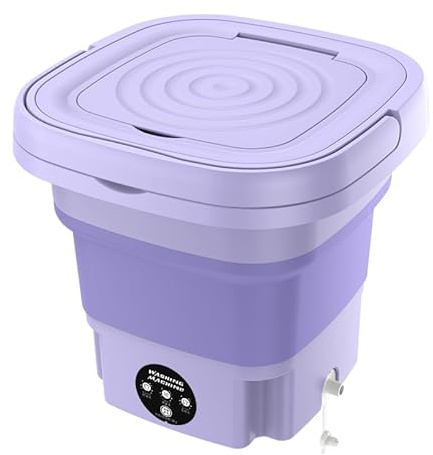 Mini-Waschmaschine, tragbar, 8 l, Mini-Waschmaschine, faltbar, mit Schleuder, mobile Waschmaschine, faltbar, für Zuhause, Camping, Reise (Violett)