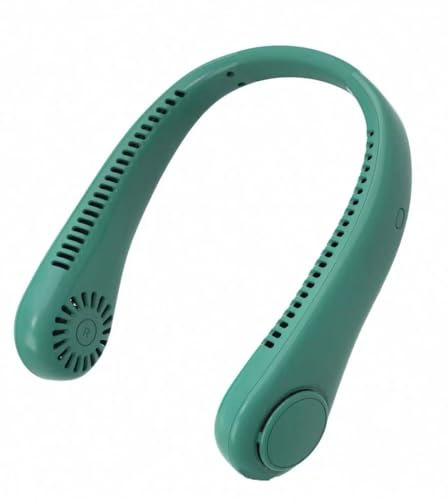Sapphirem Ventilatore portatile da collo a 3 velocità, regolabile, elastico, per raffreddare, senza mani, 4000 mAh, ricaricabile, per sport all'aria aperta, viaggi, regalo nero (verde)