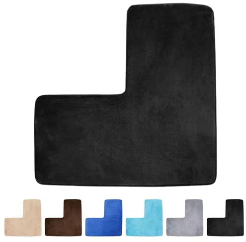 Generico Tappetino da Bagno a Forma di L, Tappetino angolare per Doccia, in Morbido Pile di Corallo, Antiscivolo, Assorbente, Lavabile, per Vasca da Doccia Quadrata, WC, Uso Domestico e Spa