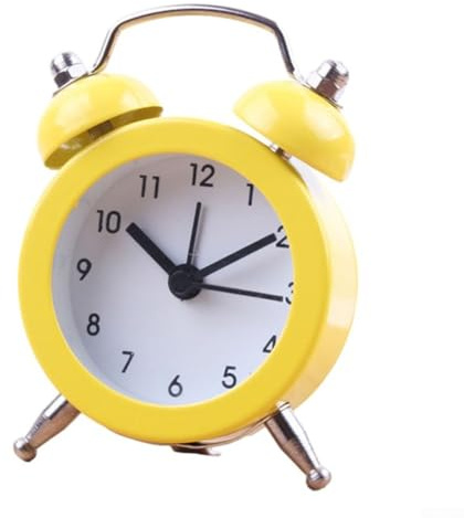 Yuanpgky Sveglia a doppia campana con movimento al quarzo, orologio analogico da comodino per chi dorme pesante, batteria inclusa in bianco, giallo, rosso o verde (giallo)