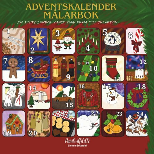 ADVENTSKALENDER, MÅLARBOK: En julteckning varje dag fram till julafton.