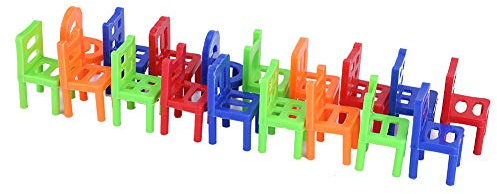 Phefop Ensemble de Balles d'équilibrage de Jouets de société, Chaises en Plastique Multicolores, Développement des Compétences pour Les Enfants en Intérieur, Jeu d'empilage de 18 Pièces pour 1 à 4