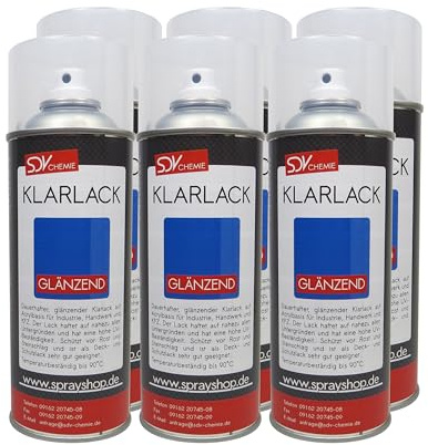 SDV Chemie Klarlack Spray glänzend 6x 400ml schnelltrocknend Acryllack | Sprühlack, Autolack, Felgen KFZ