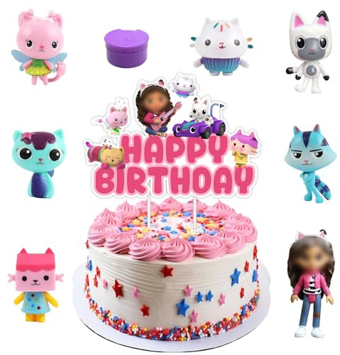 9 Pièces Figurine Gâteau Toppers Gaby Chat pour Fille, Non Comestibles, Décoration de Gâteau Gaby Chat, 3D Mini Figurines Set, Cake Toppers pour Fête d'Anniversaire Enfants