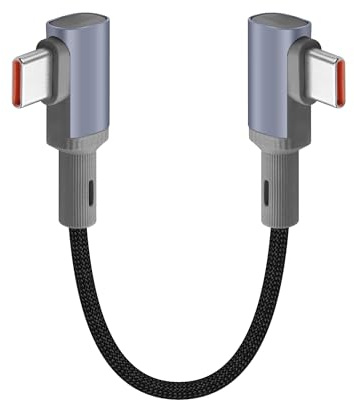 YACSEJAO 100W Cavo USB C a USB C Corto 90 Gradi 5.9 Pollici, Cavo Intrecciato con Angolo Retto USB Tipo C per Ricarica Rapida e Sincronizzazione Dati con Chip E-Marker per Telefono, Laptop, Auto